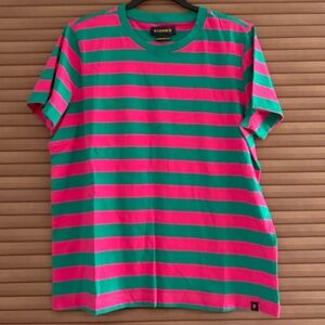 Piombo Vibrant Pink and Green Striped Tee